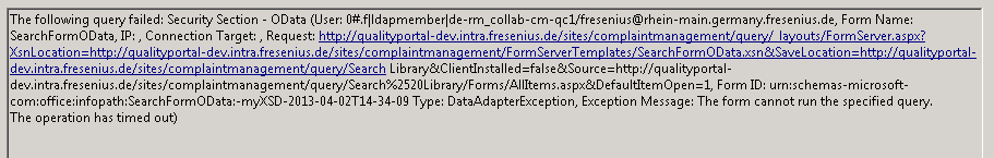 OData query failed OData query failed